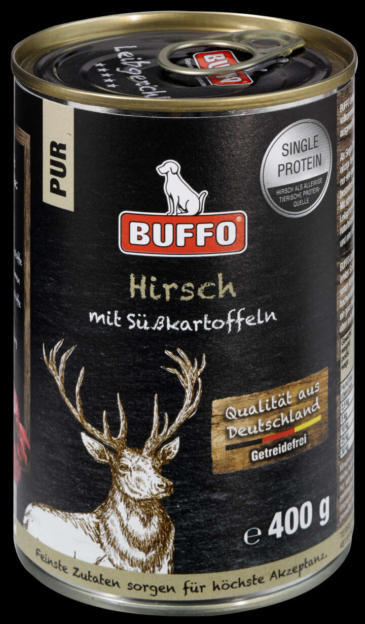BUFFO Hunde-Nassfutter Leibgericht Hirsch mit Süßkartoffeln